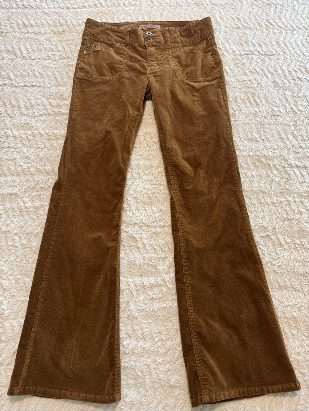 VTG Y2K Paris Blues Brown Corduroy Low Rise Flare Jeans Size 9